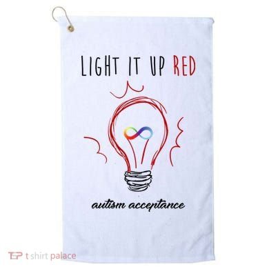 Light It Up Red Autism Acceptance Awareness Golf Towel
