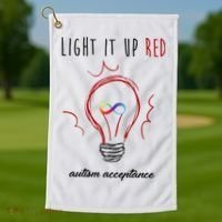 Light It Up Red Autism Acceptance Awareness Golf Towel thumb 1