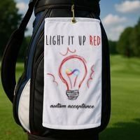 Light It Up Red Autism Acceptance Awareness Golf Towel thumb 2