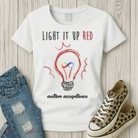 Light It Up Red Autism Acceptance Awareness Women's T-Shirt thumb 3