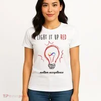 Light It Up Red Autism Acceptance Awareness Women's T-Shirt thumb 4