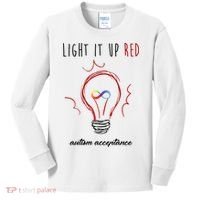 Light It Up Red Autism Acceptance Awareness Kids Long Sleeve Shirt thumb 0