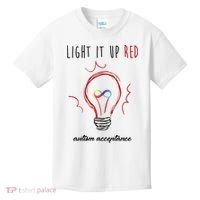 Light It Up Red Autism Acceptance Awareness Kids T-Shirt thumb 0