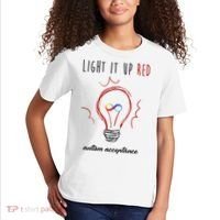 Light It Up Red Autism Acceptance Awareness Kids T-Shirt thumb 2