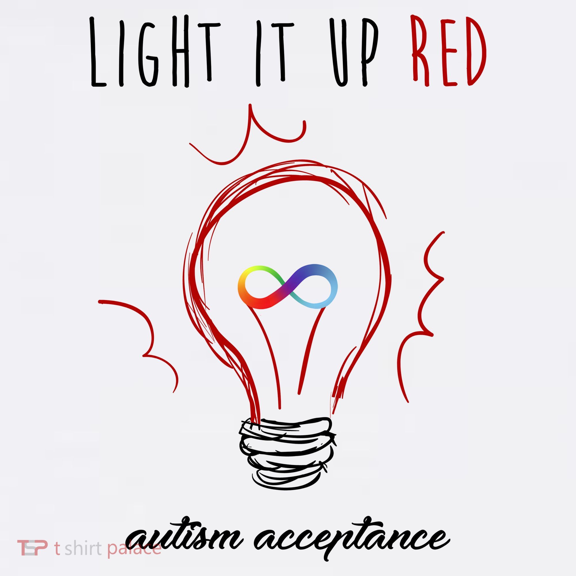 Light It Up Red Autism Acceptance Awareness Kids T-Shirt