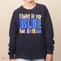 Light It Up Blue For Autism Awareness Month Women's Sweatshirt thumb 0