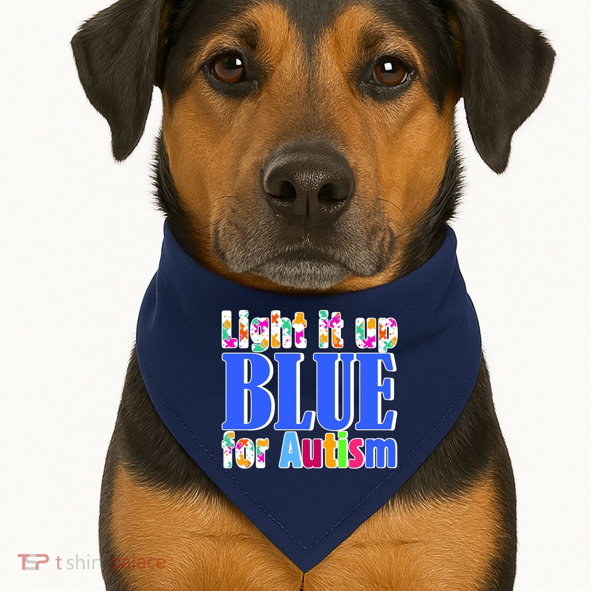 Light It Up Blue For Autism Awareness Month USA-Made Doggie Bandana