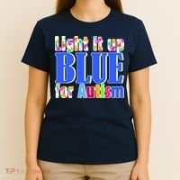 Light It Up Blue For Autism Awareness Month T-Shirt thumb 4