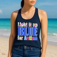 Light It Up Blue For Autism Awareness Month Women's Tank Top thumb 2