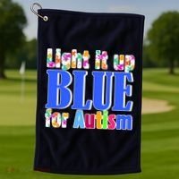Light It Up Blue For Autism Awareness Month Golf Towel thumb 1