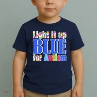 Light It Up Blue For Autism Awareness Month Toddler T-Shirt thumb 2