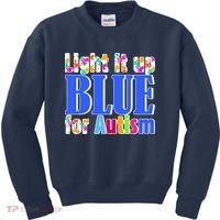 Light It Up Blue For Autism Awareness Month Kids Sweatshirt thumb 0