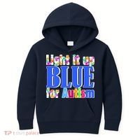 Light It Up Blue For Autism Awareness Month Kids Hoodie thumb 0