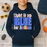 Light It Up Blue For Autism Awareness Month Kids Hoodie thumb 2