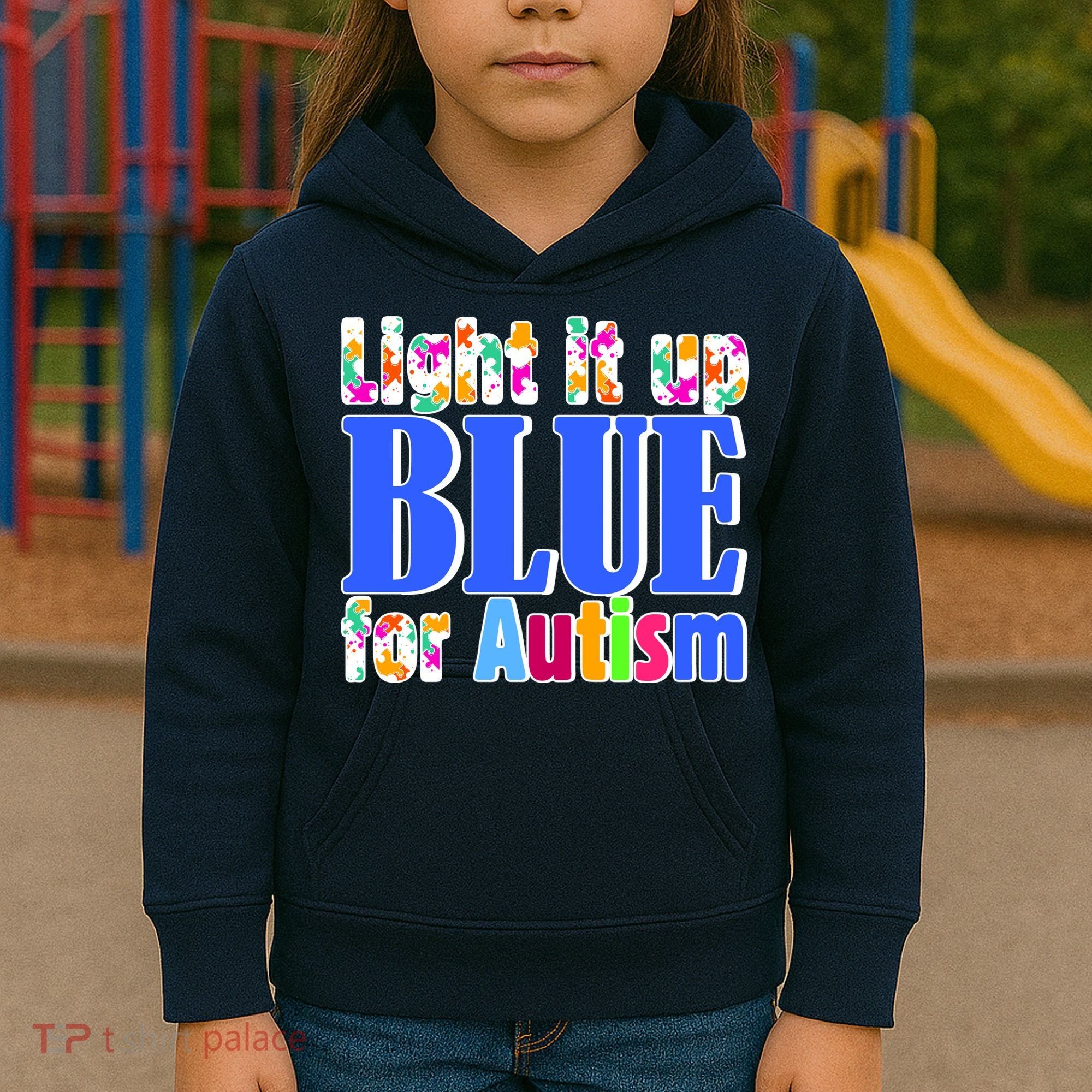 Light It Up Blue For Autism Awareness Month Kids Hoodie