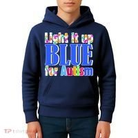 Light It Up Blue For Autism Awareness Month Kids Hoodie thumb 4