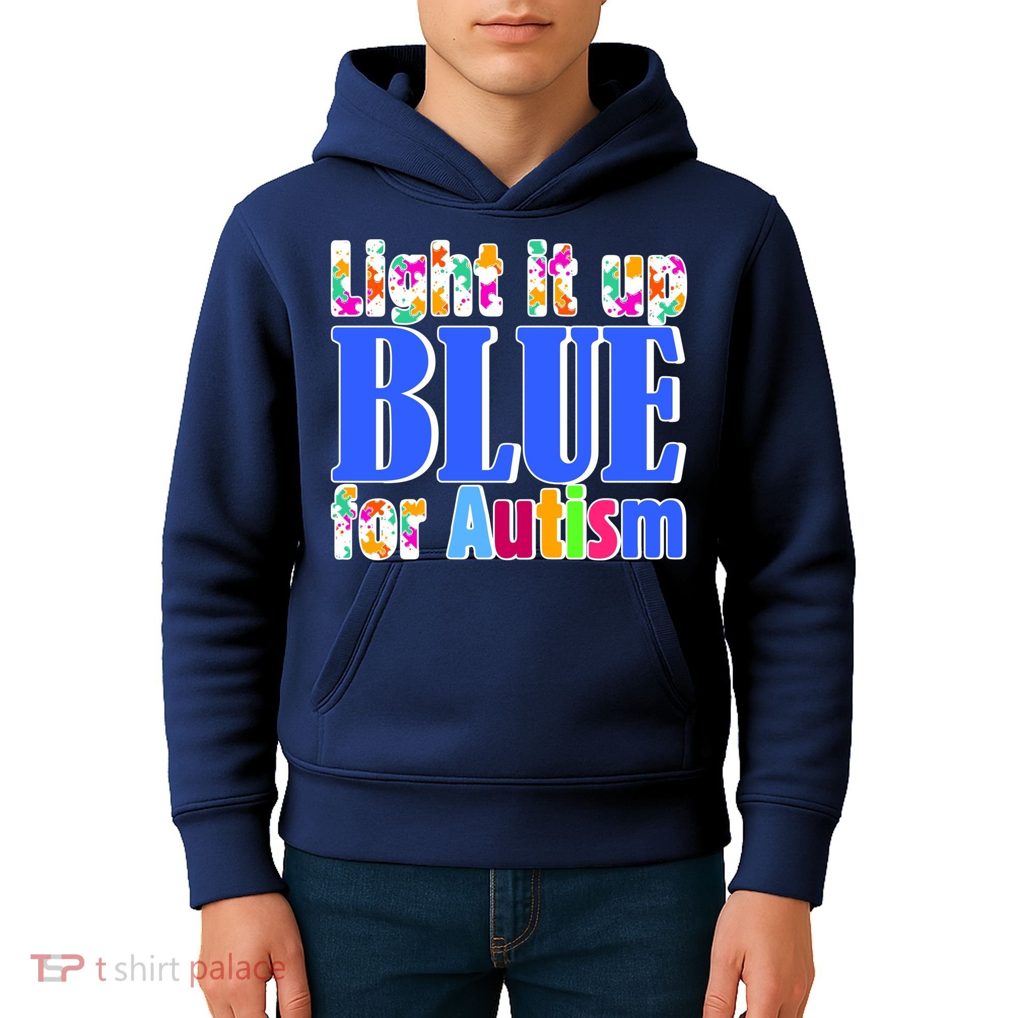 Light It Up Blue For Autism Awareness Month Kids Hoodie
