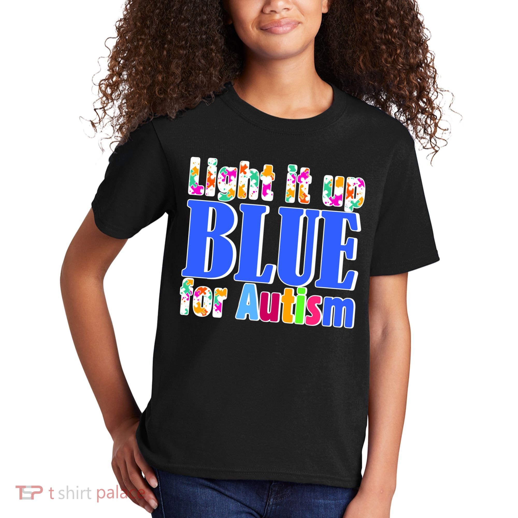 Light It Up Blue For Autism Awareness Month Kids T-Shirt