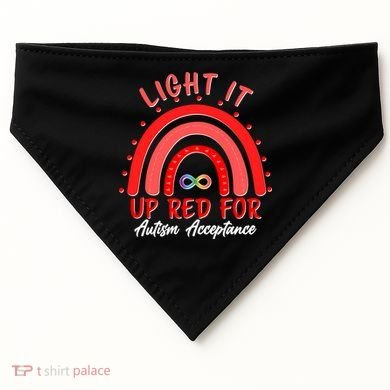 Light It Up Red For Autism Acceptance Red Rainbow USA-Made Doggie Bandana