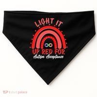 Light It Up Red For Autism Acceptance Red Rainbow USA-Made Doggie Bandana thumb 0