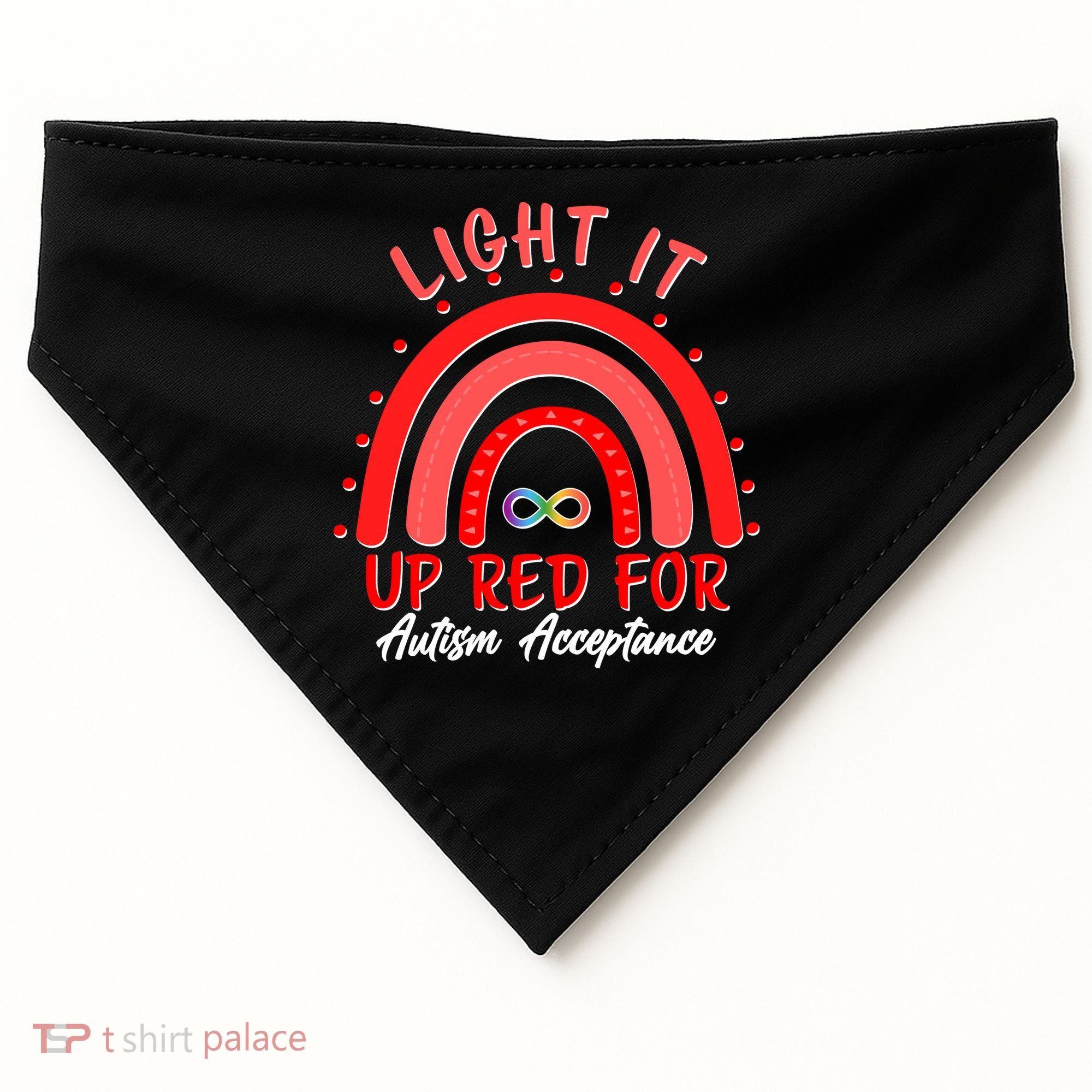 Light It Up Red For Autism Acceptance Red Rainbow USA-Made Doggie Bandana