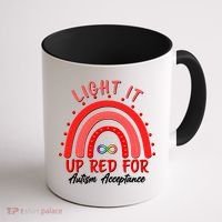 Light It Up Red For Autism Acceptance Red Rainbow Coffee Mug thumb 1
