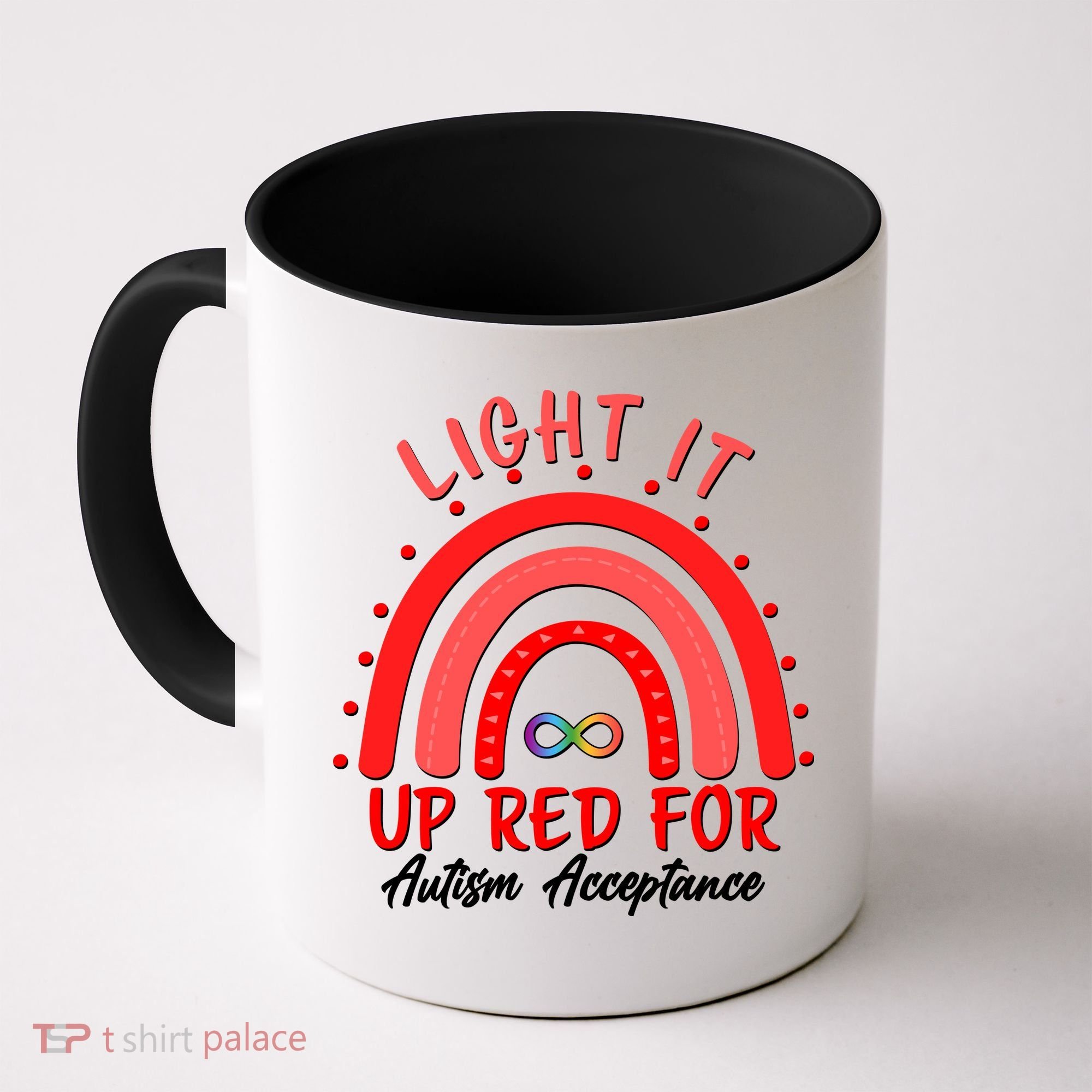 Light It Up Red For Autism Acceptance Red Rainbow Coffee Mug
