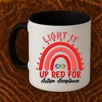 Light It Up Red For Autism Acceptance Red Rainbow Coffee Mug thumb 2