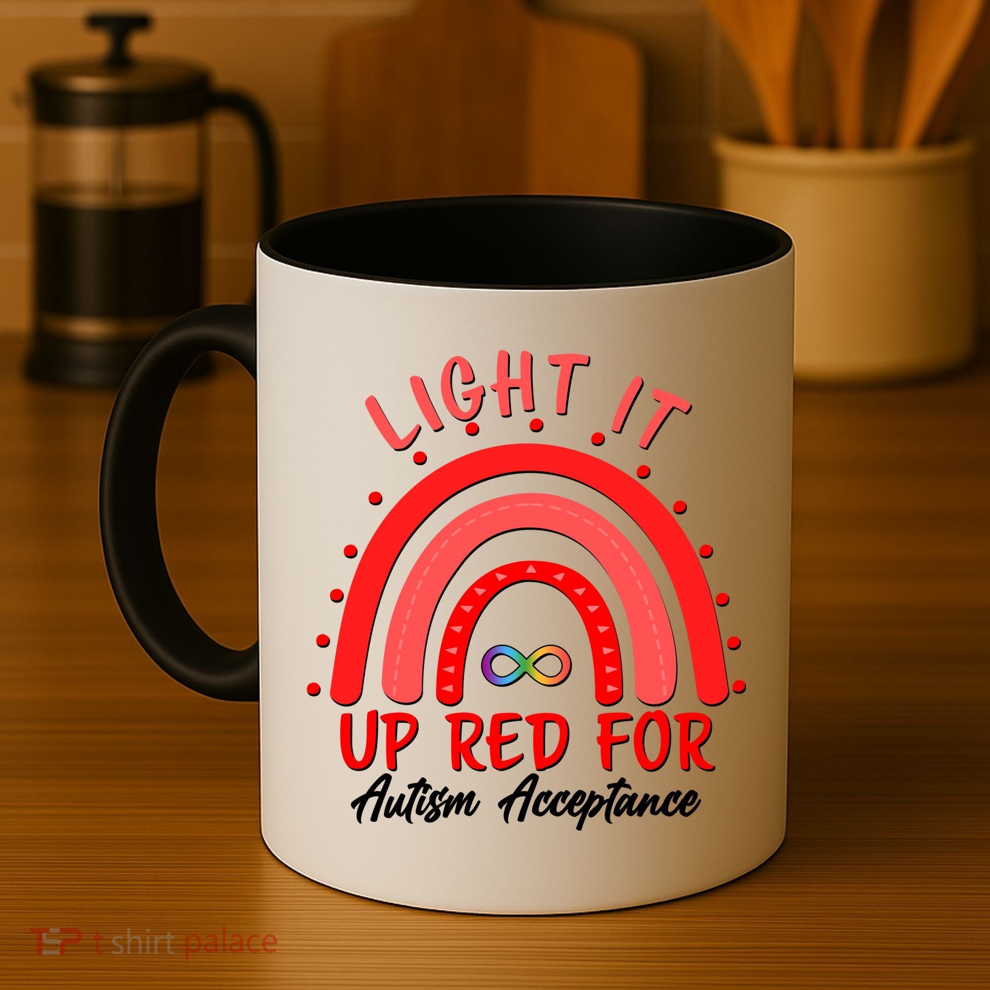 Light It Up Red For Autism Acceptance Red Rainbow Coffee Mug