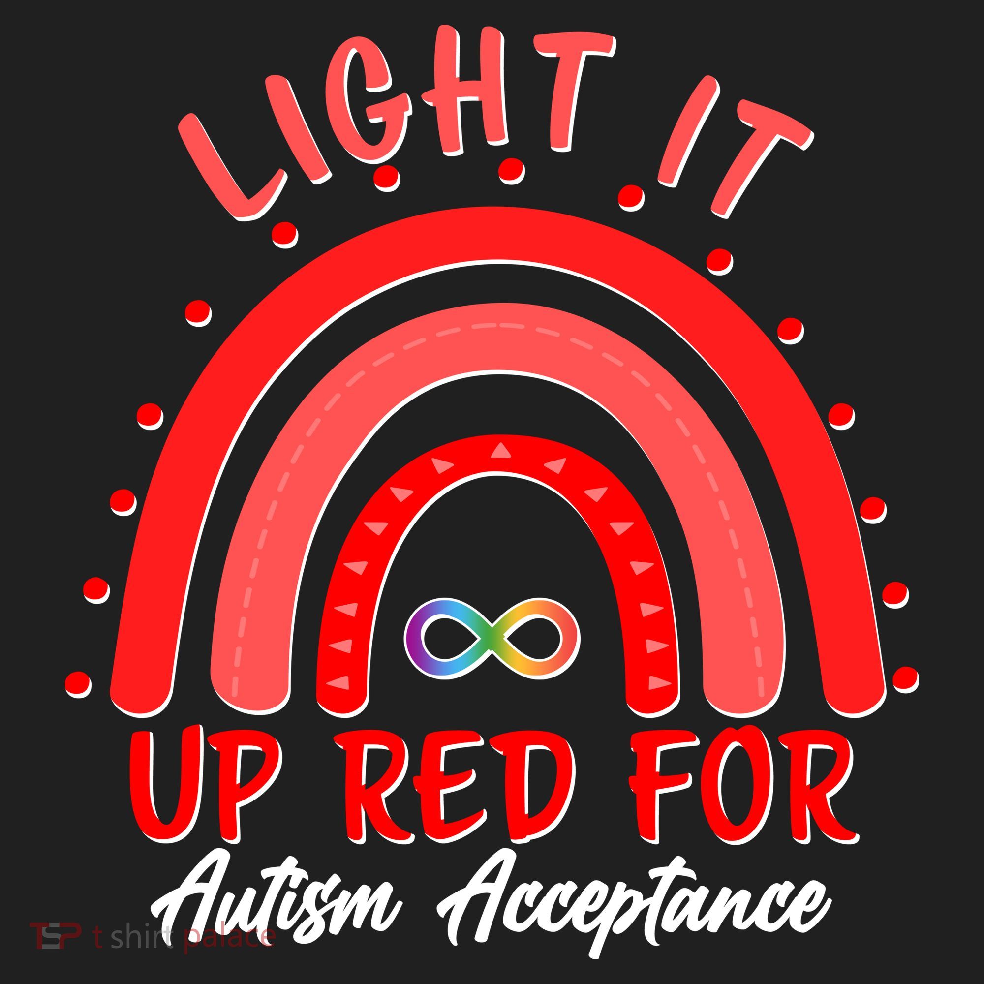 Light It Up Red For Autism Acceptance Red Rainbow Beanie