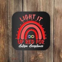 Light It Up Red For Autism Acceptance Red Rainbow Coaster thumb 0