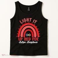 Light It Up Red For Autism Acceptance Red Rainbow Tank Top thumb 2