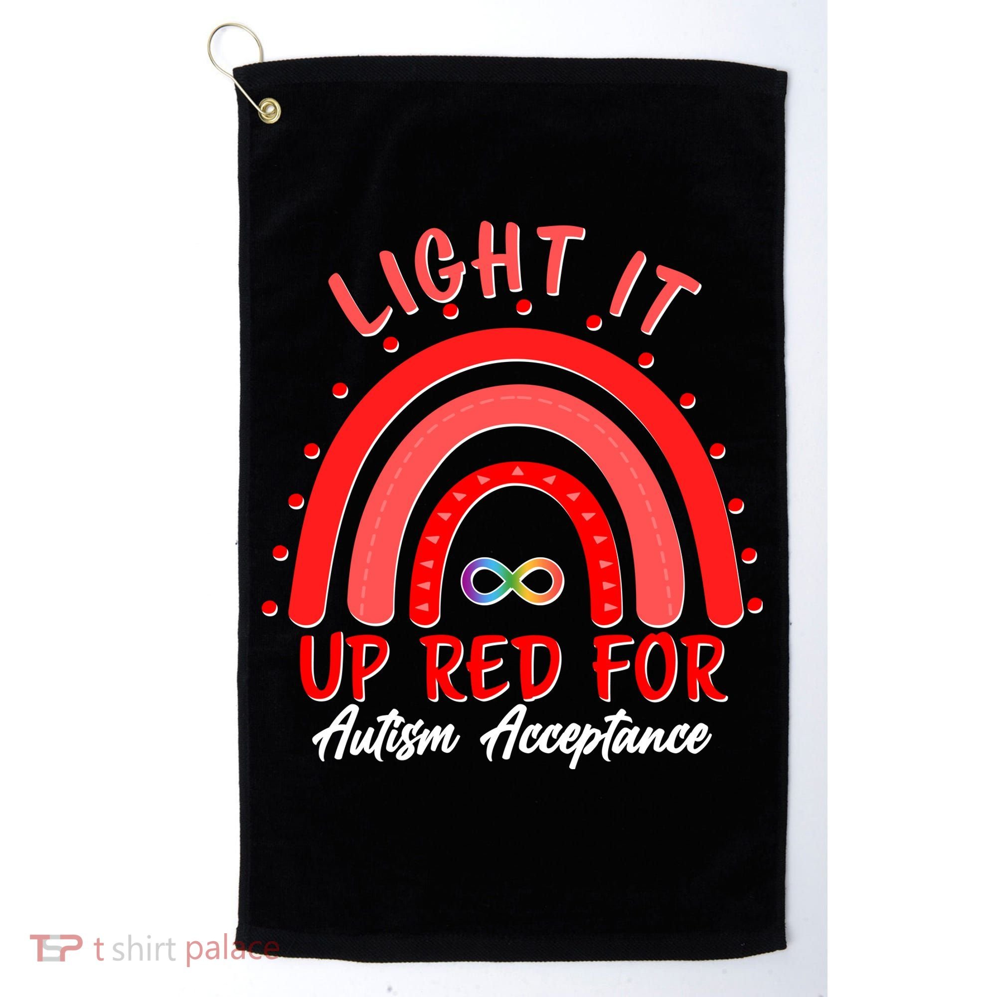 Light It Up Red For Autism Acceptance Red Rainbow Golf Towel