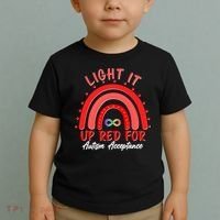 Light It Up Red For Autism Acceptance Red Rainbow Toddler T-Shirt thumb 2
