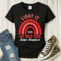 Light It Up Red For Autism Acceptance Red Rainbow Women's T-Shirt thumb 3