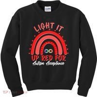 Light It Up Red For Autism Acceptance Red Rainbow Kids Sweatshirt thumb 0
