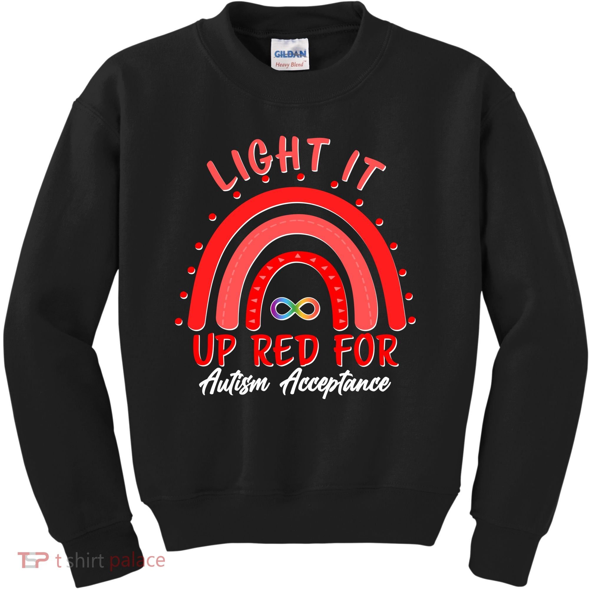 Light It Up Red For Autism Acceptance Red Rainbow Kids Sweatshirt
