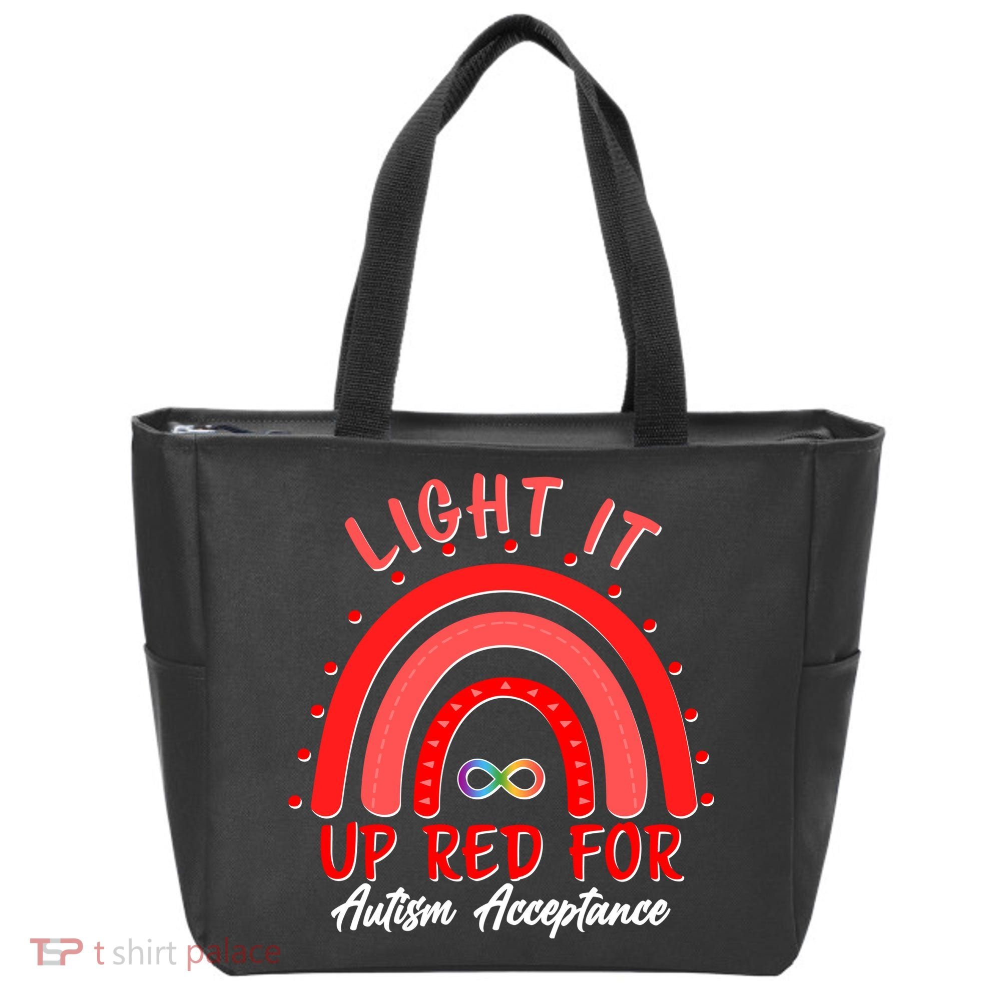 Light It Up Red For Autism Acceptance Red Rainbow Tote Bag
