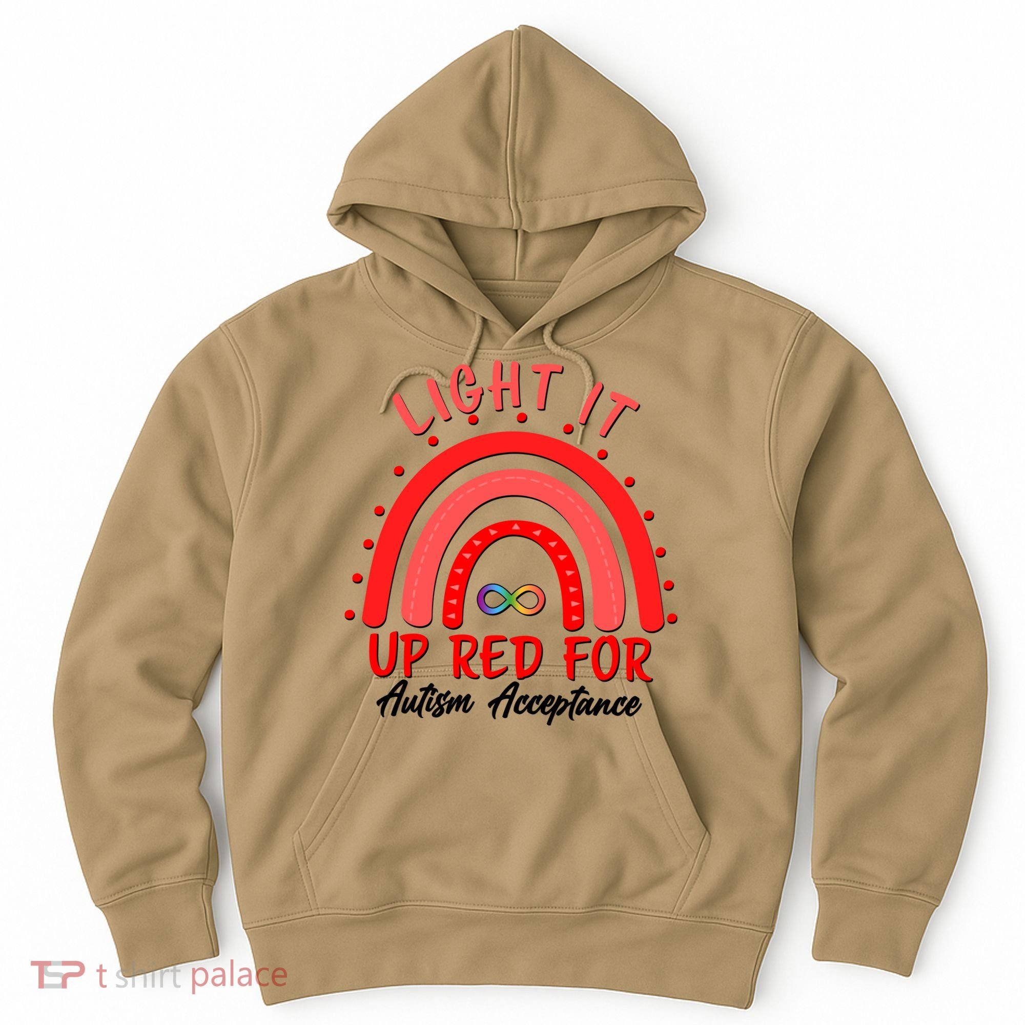 Light It Up Red For Autism Acceptance Red Rainbow Hoodie