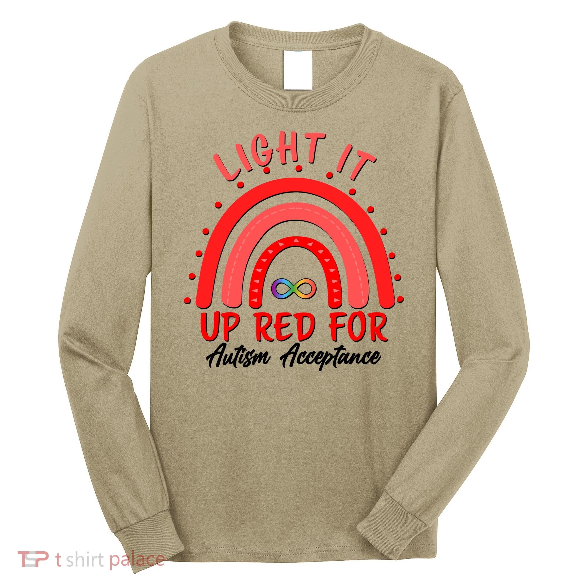 Light It Up Red For Autism Acceptance Red Rainbow Long Sleeve Shirt
