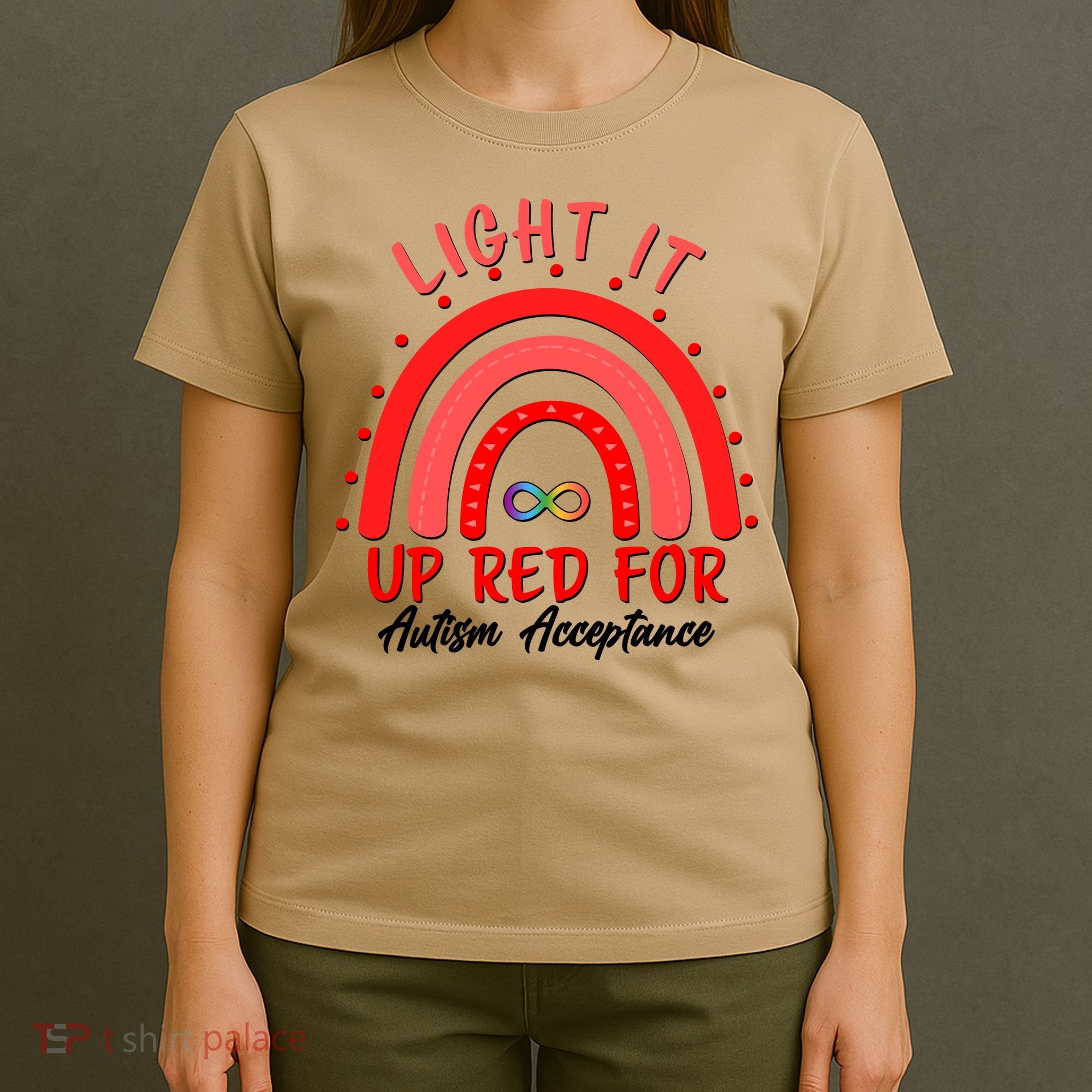 Light It Up Red For Autism Acceptance Red Rainbow T-Shirt