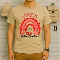 Light It Up Red For Autism Acceptance Red Rainbow T-Shirt thumb 6