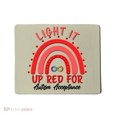 Light It Up Red For Autism Acceptance Red Rainbow Mousepad