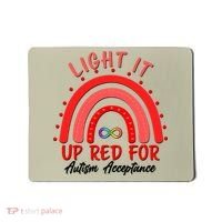Light It Up Red For Autism Acceptance Red Rainbow Mousepad thumb 0