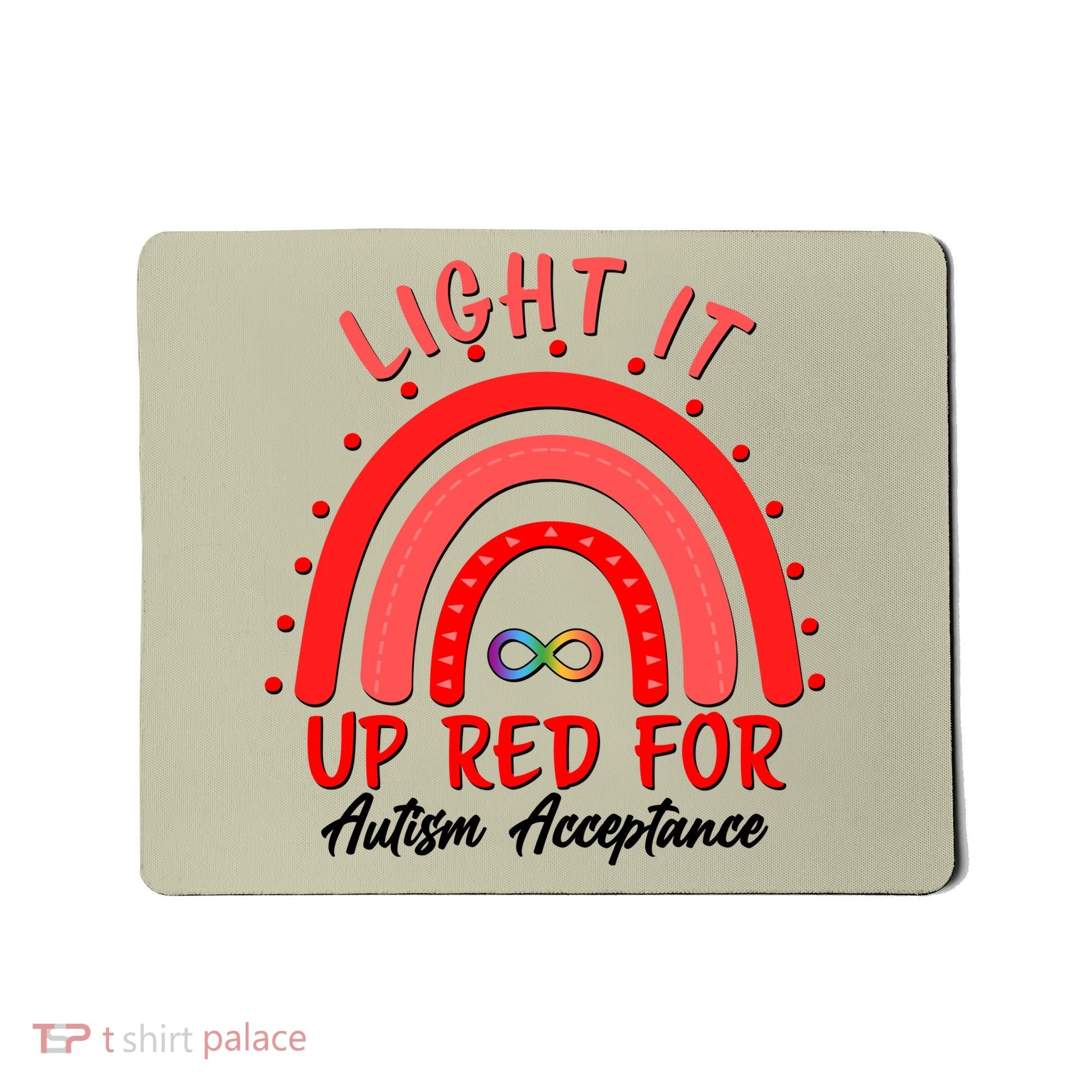 Light It Up Red For Autism Acceptance Red Rainbow Mousepad