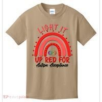 Light It Up Red For Autism Acceptance Red Rainbow Kids T-Shirt thumb 0