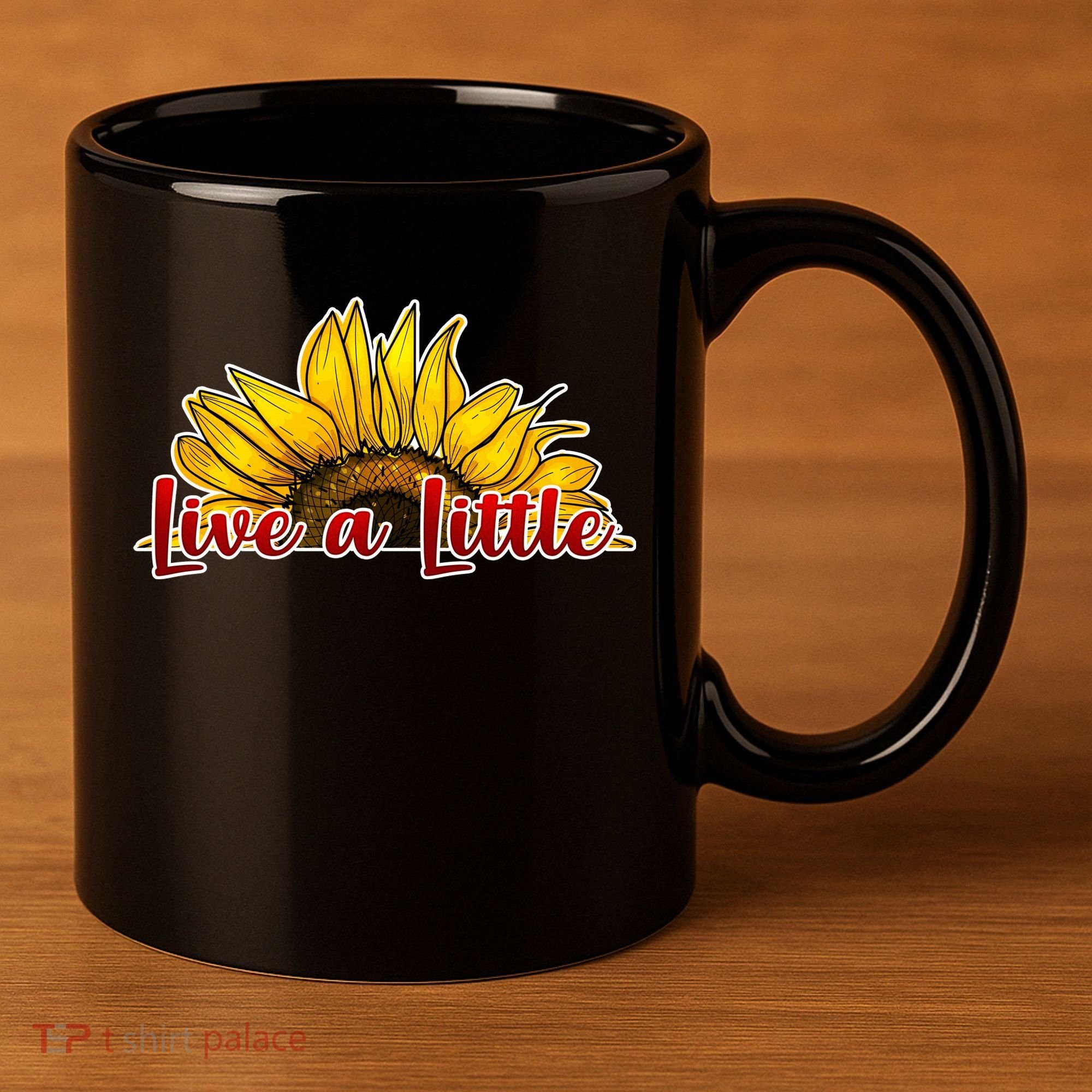 Live A Little Sunflower 11oz C Handle Ceramic Mug