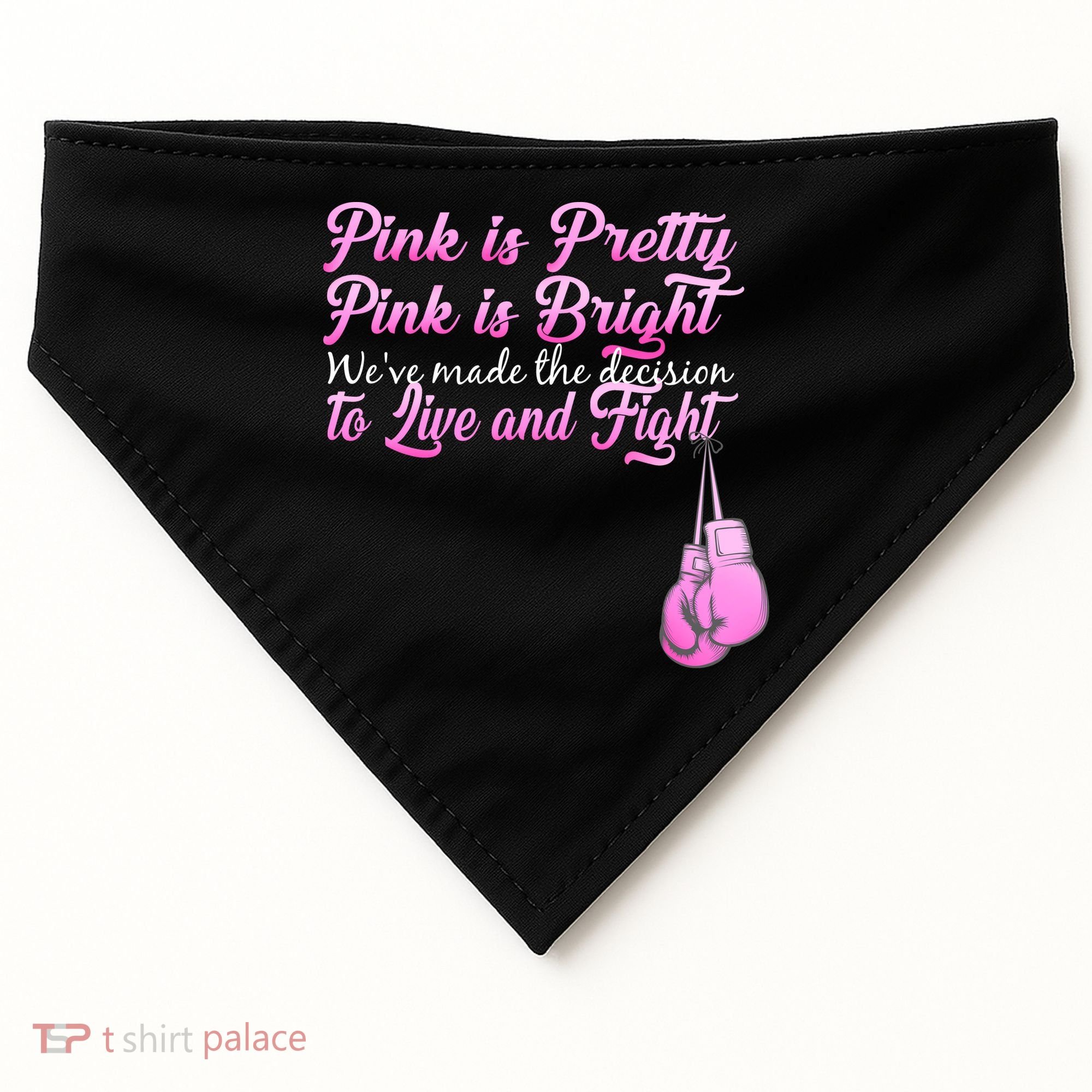 Live And Fight Pink Breast Cancer USA-Made Doggie Bandana