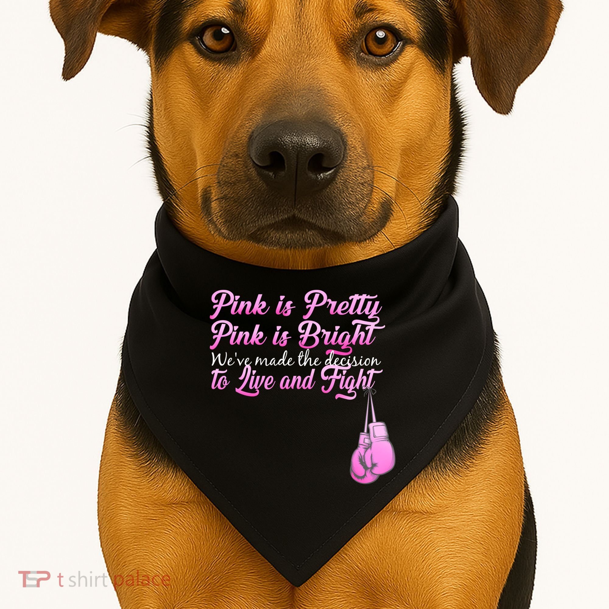 Live And Fight Pink Breast Cancer USA-Made Doggie Bandana