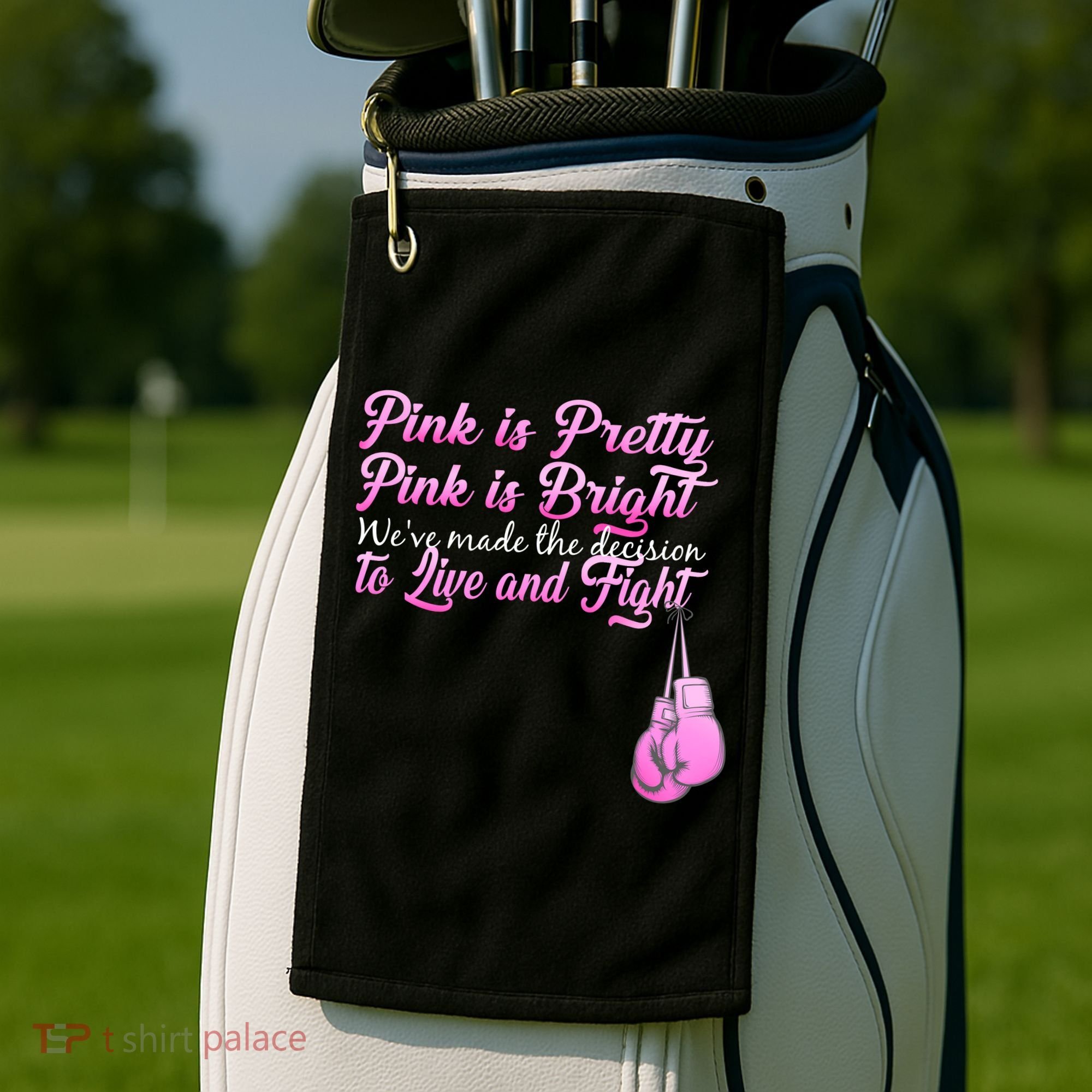 Live And Fight Pink Breast Cancer Golf Towel